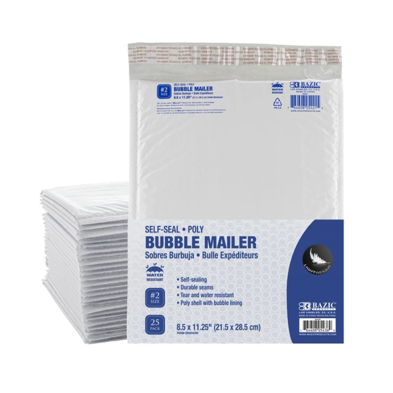 BAZIC 8.5" x 11.25" (#2) Poly Bubble Mailer (25/Pack)