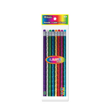 Load image into Gallery viewer, BAZIC Metallic Laser Foil Wood Pencil w/ Eraser (8/Pack)
