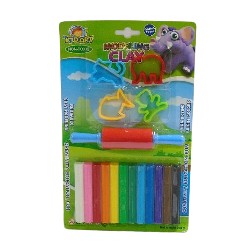 Kidart 12 Regular Colours Modelling Clay with 4 Molds and Roller