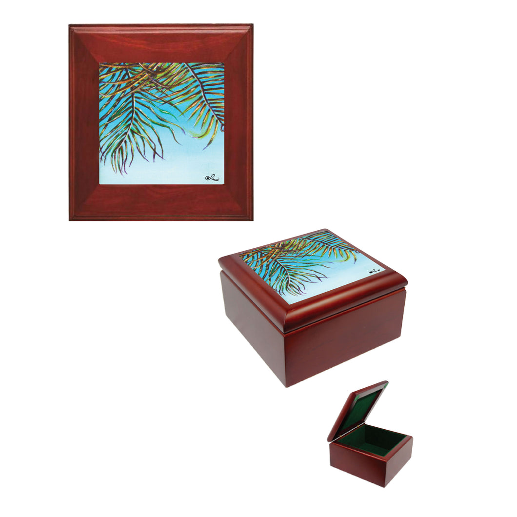 L. Garcia – Tile Keepsake Box – Palm Tree