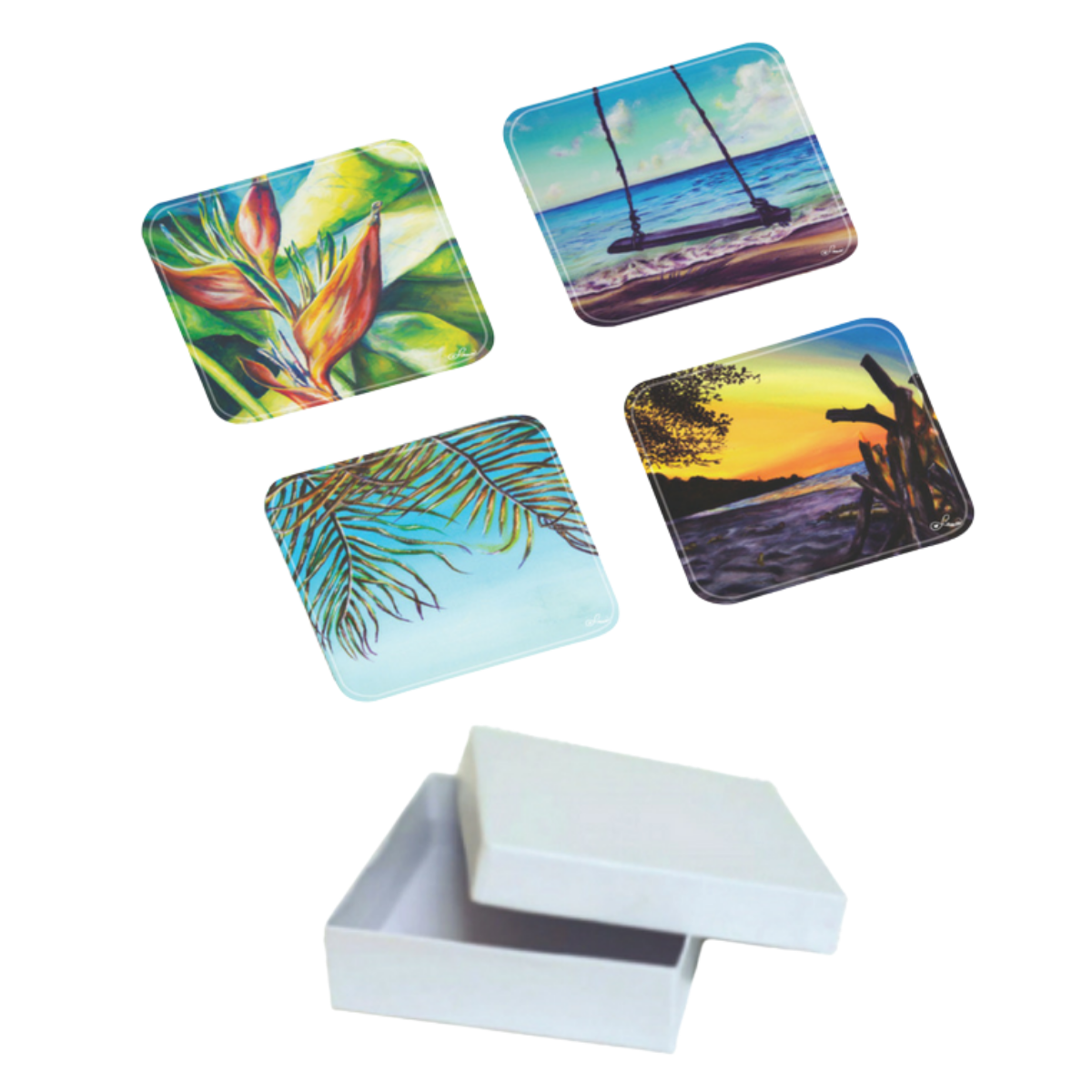 L. Garcia – 4PC Acrylic Coaster Set in Gift Box – Assorted