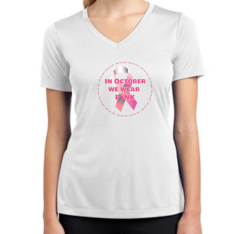 Ladies Competitor V-Neck T-Shirt - In October we Wear Pink