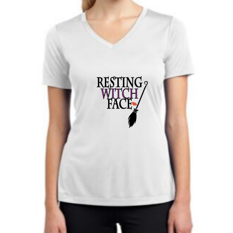 Halloween Ladies Competitor V-Neck T-Shirt - Resting Witch Face