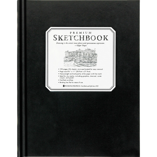 Peter Pauper Large Black Premium Sketchbook - 8" x 11"