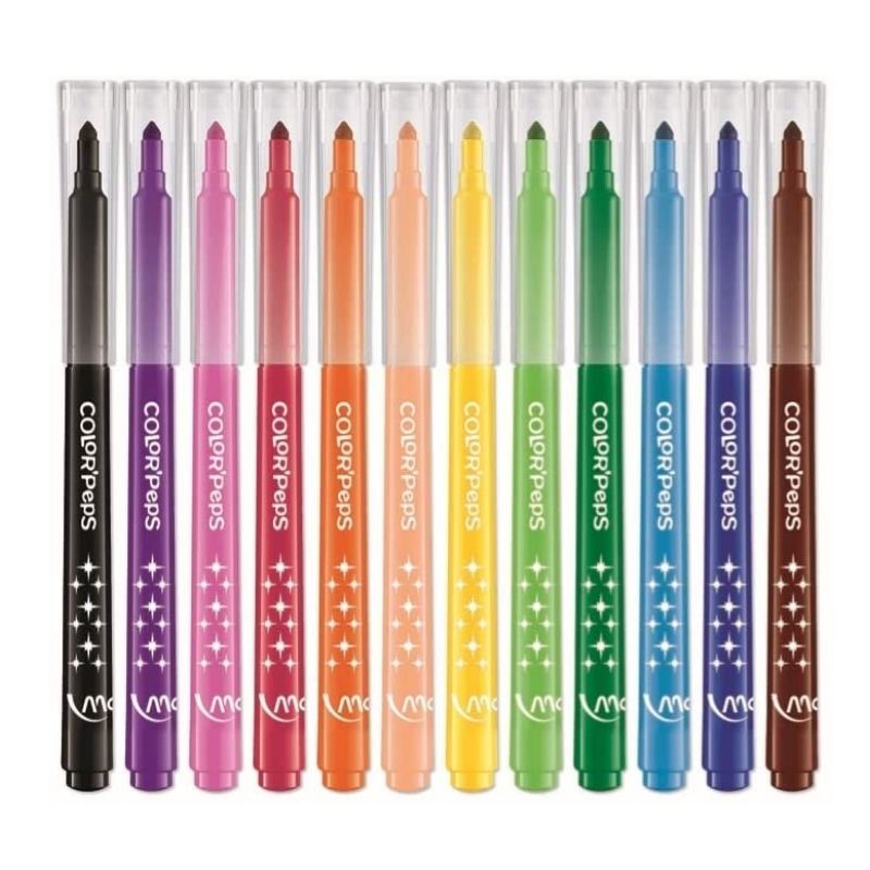 Maped Color Peps Ultrawashable Markers in Plastic Case (12 Pack)