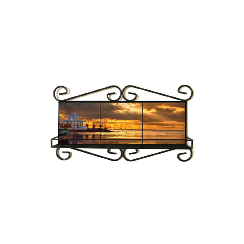 Nyla Singh – Wrought Iron Frame – Temple In The Sea Sunset