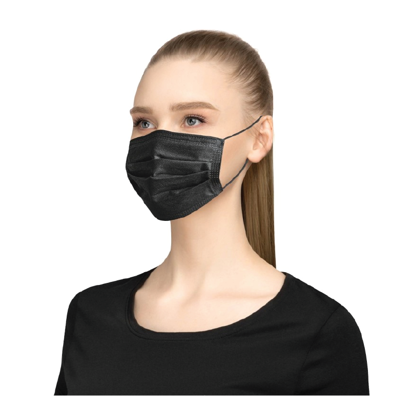 Black 3-Ply Disposable Face Masks – Box of 50