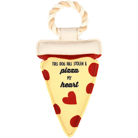 Pavilion 13" Canvas Dog Toy on Rope - Pizza My Heart