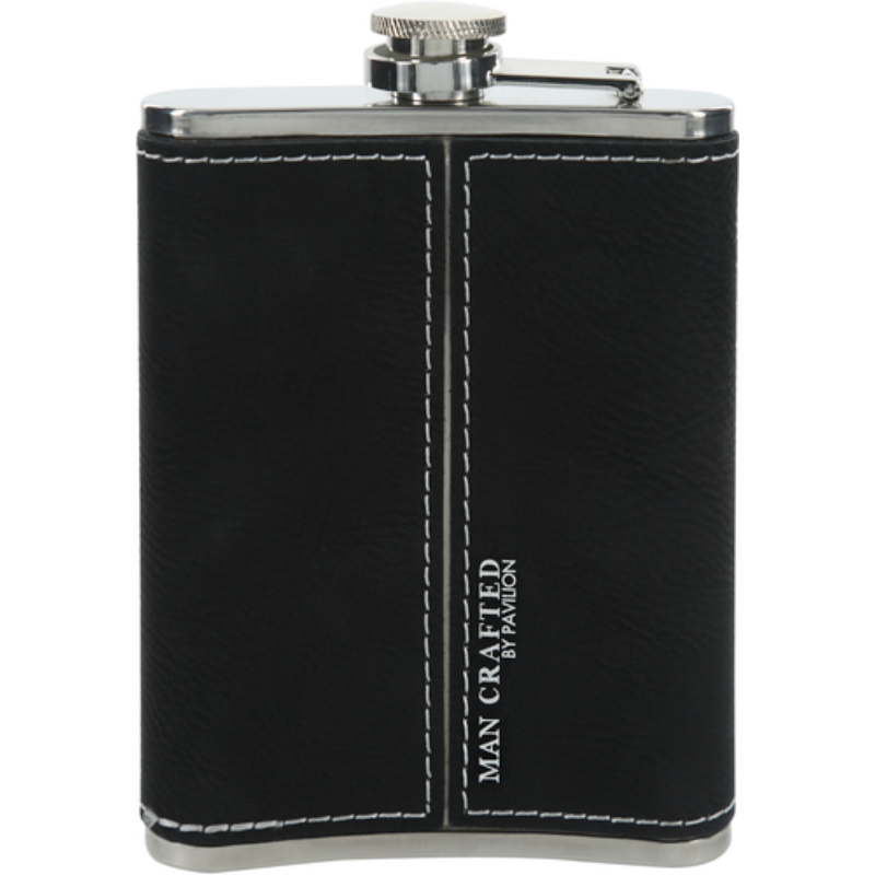 Pavilion 8oz PU Leather & Stainless Steel Flask - Fill Up