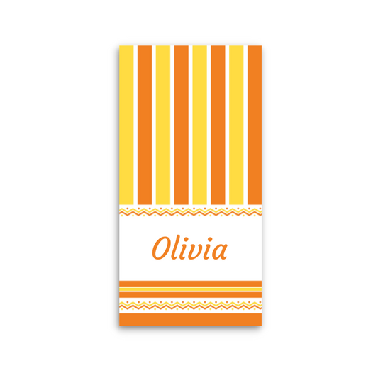 Personalised 63" Striped Beach Towel - Yellow & Orange