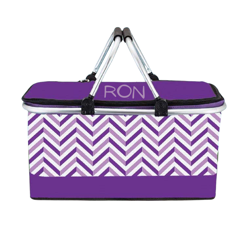 Personalised Chevron Folding Picnic Basket - Purple