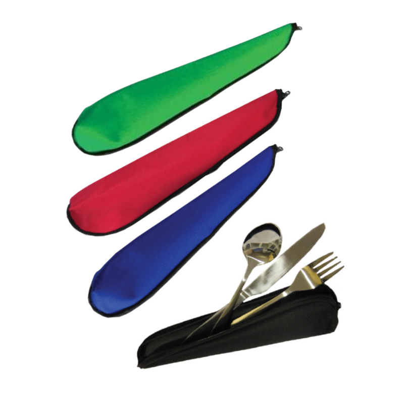 Personalised Cutlery Set in Zippered Case - Green