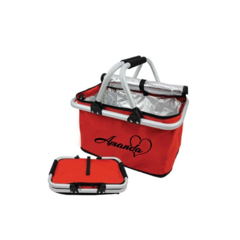 Personalised Folding Picnic Basket - Red