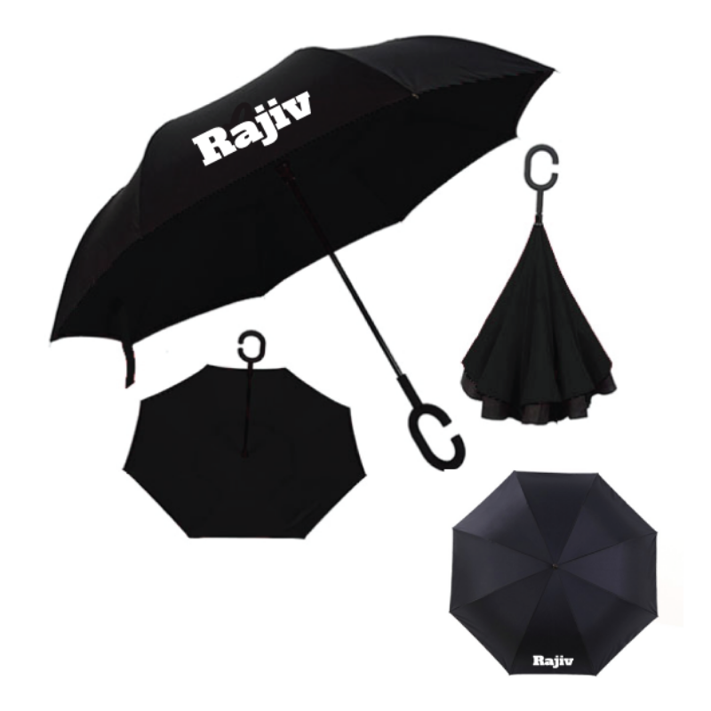 Personalised 48" Arc Inverted Umbrella - Black