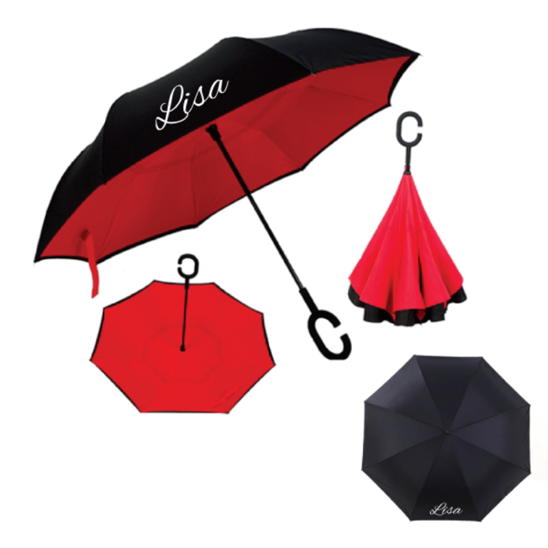 Personalised 48" Arc Inverted Umbrella - Red