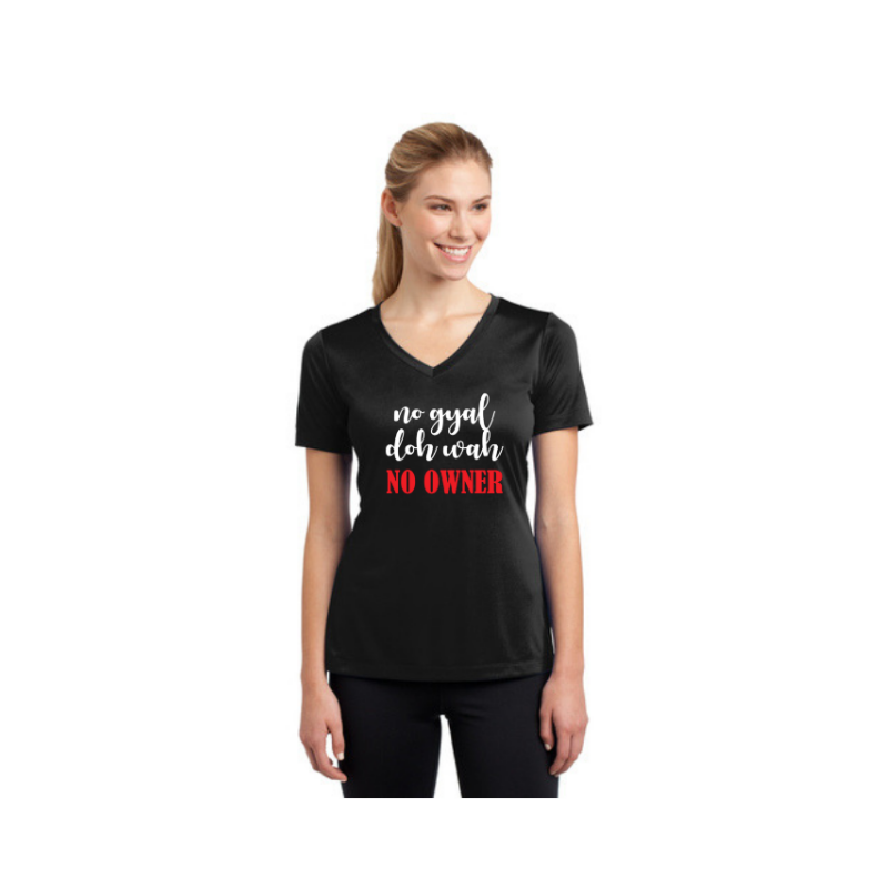 Personalised Ladies' Competitor V-Neck T-Shirt - Black