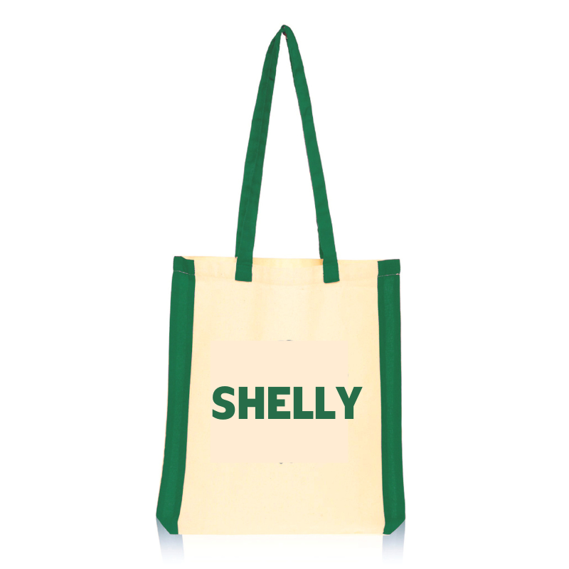Personalised Side Stripes Cotton Tote Bag - Green