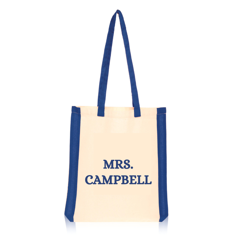 Personalised Side Stripes Cotton Tote Bag - Blue