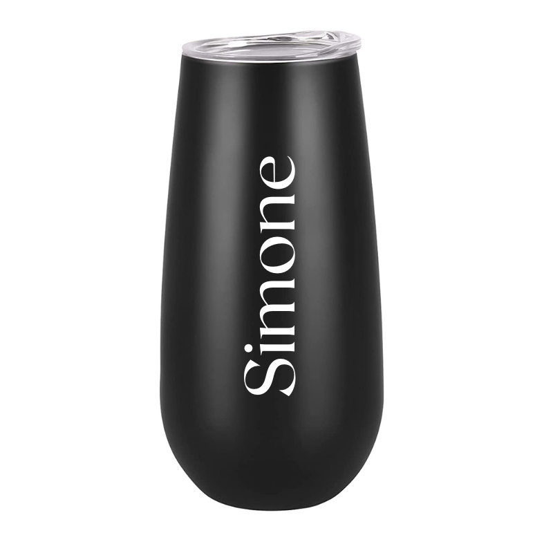 Personalised Stemless Champagne Flute Tumbler - Black