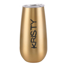 Load image into Gallery viewer, Personalised Stemless Champagne Flute Tumbler - Gold
