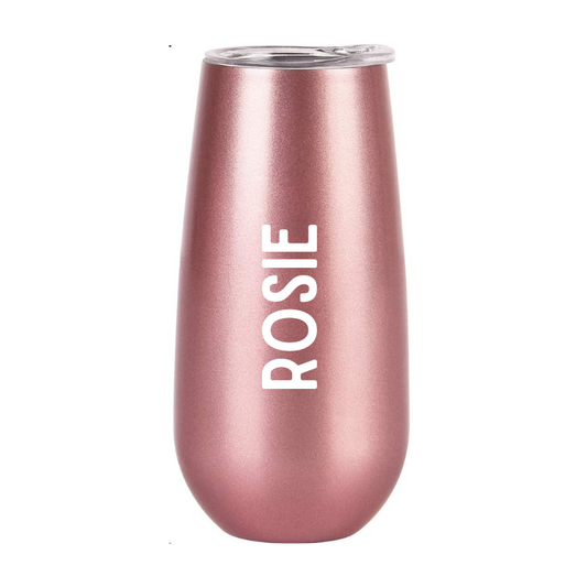 Personalised Stemless Champagne Flute Tumbler - Rose Gold