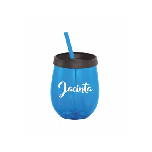 Personalised Stemless Tumbler with Straw - Blue