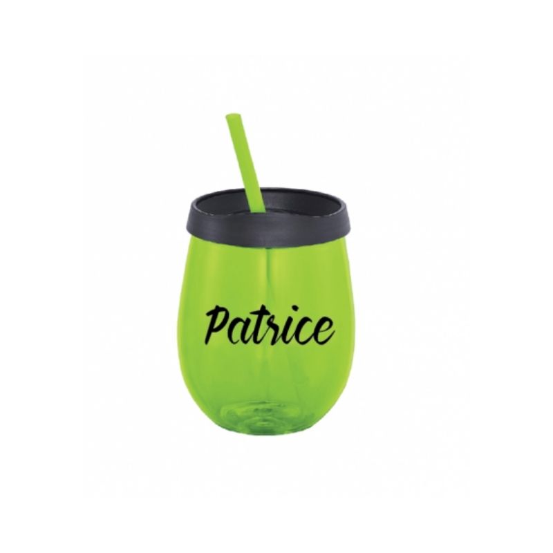 Personalised Stemless Tumbler with Straw - Green