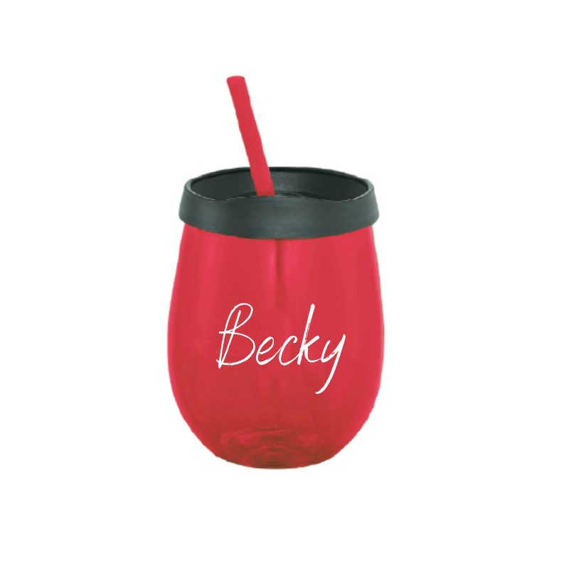 Personalised Stemless Tumbler with Straw - Red