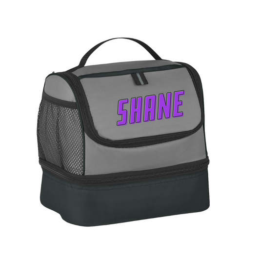 Personalised Two Compartment Lunch Pail Cooler Bag - Black