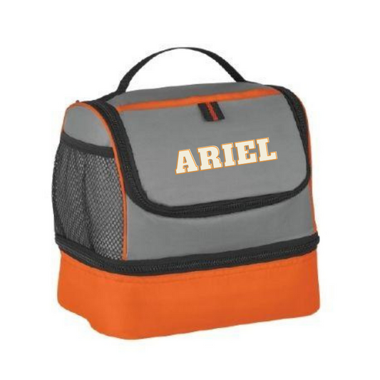 Personalised Two Compartment Lunch Pail Cooler Bag - Orange