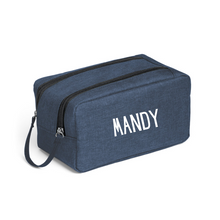 Load image into Gallery viewer, Personalised Wayne Double Zippered Cosmetic Bag - Blue
