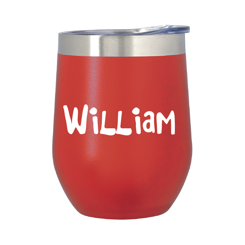 Personalised 12oz Stainless Steel Wine Cup - Red