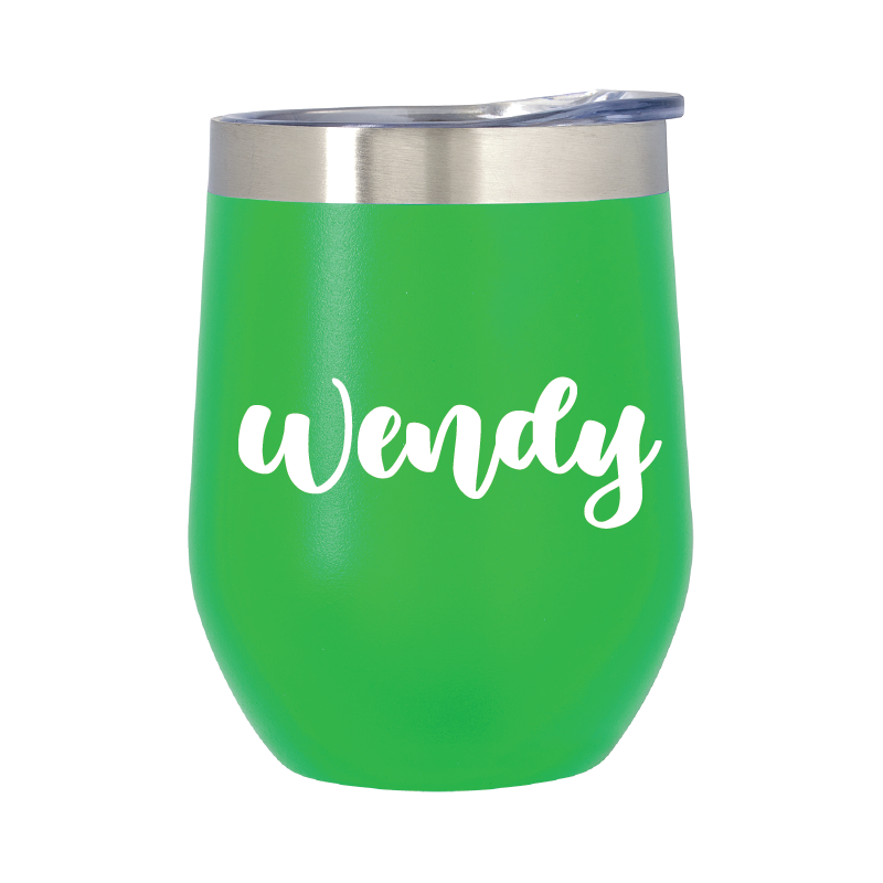 Personalised 12oz Stainless Steel Wine Cup - Green