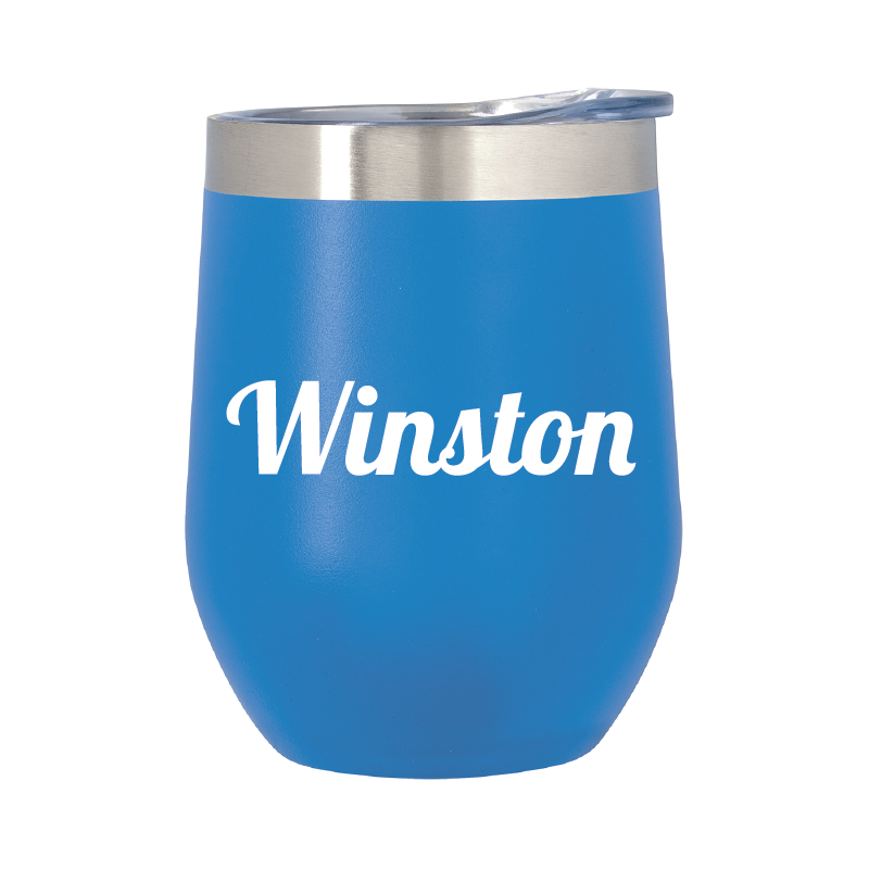 Personalised 12oz Stainless Steel Wine Cup - Blue