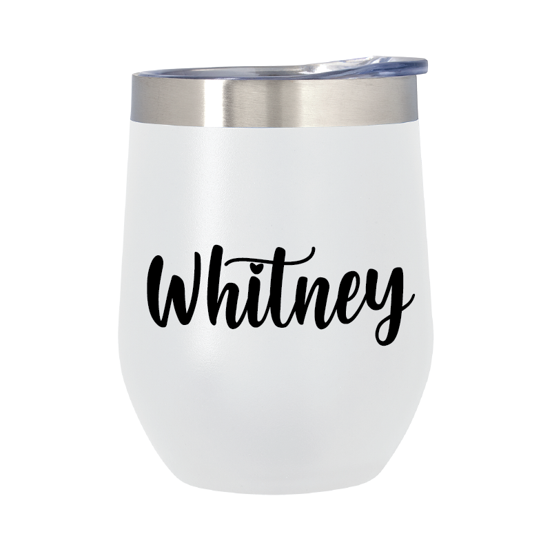 Personalised 12oz Stainless Steel Wine Cup - White