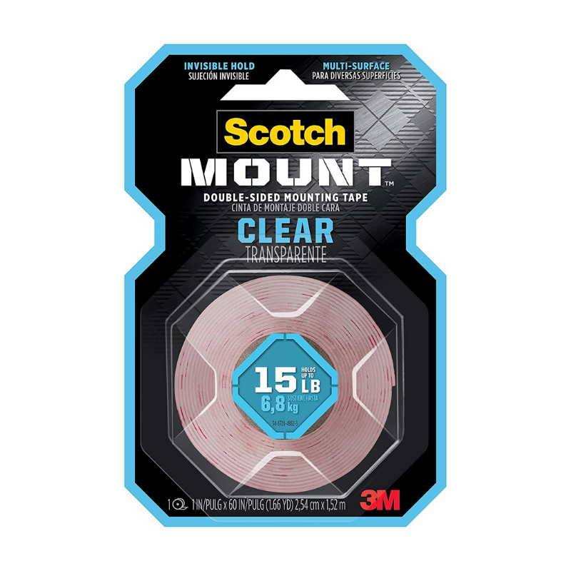 3M Scotch Mount™ 1" X 60" Clear Double Sided Mounting Tape
