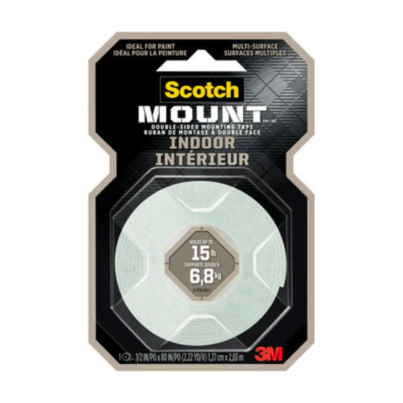 3M Scotch Mount™ 1/2" X 80" Indoor Double Sided Mounting Tape
