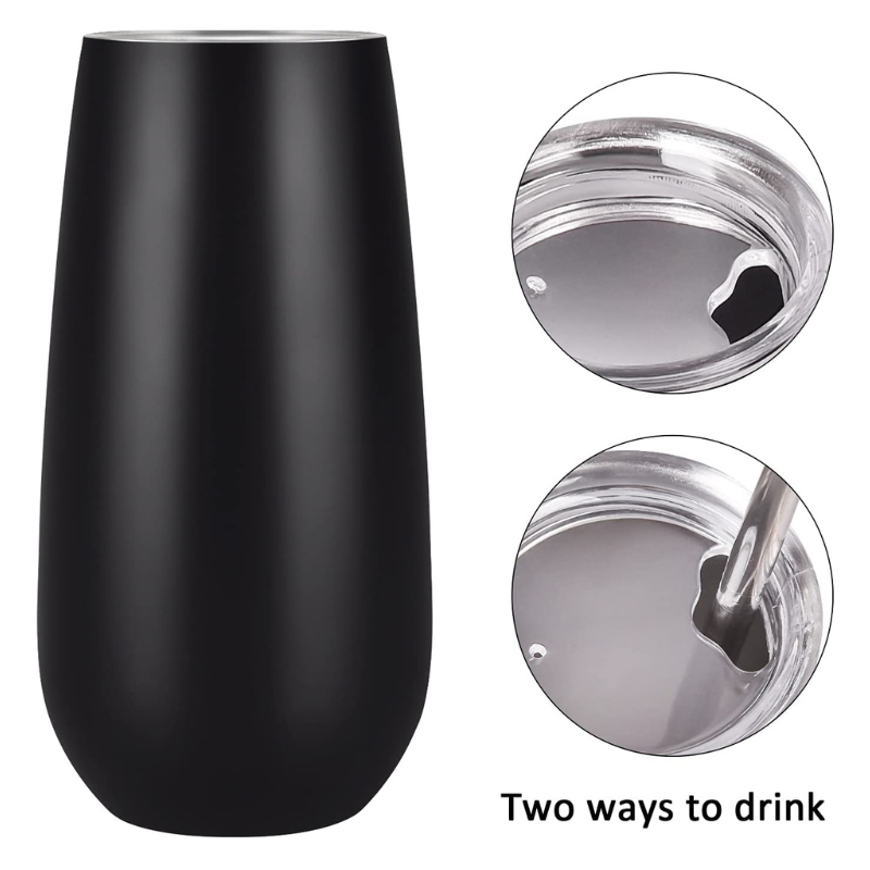 Personalised Stemless Champagne Flute Tumbler - Black