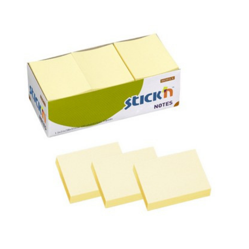 Stick'N 1.5" x 2" Pastel Yellow Sticky Notes (100 Sheets)