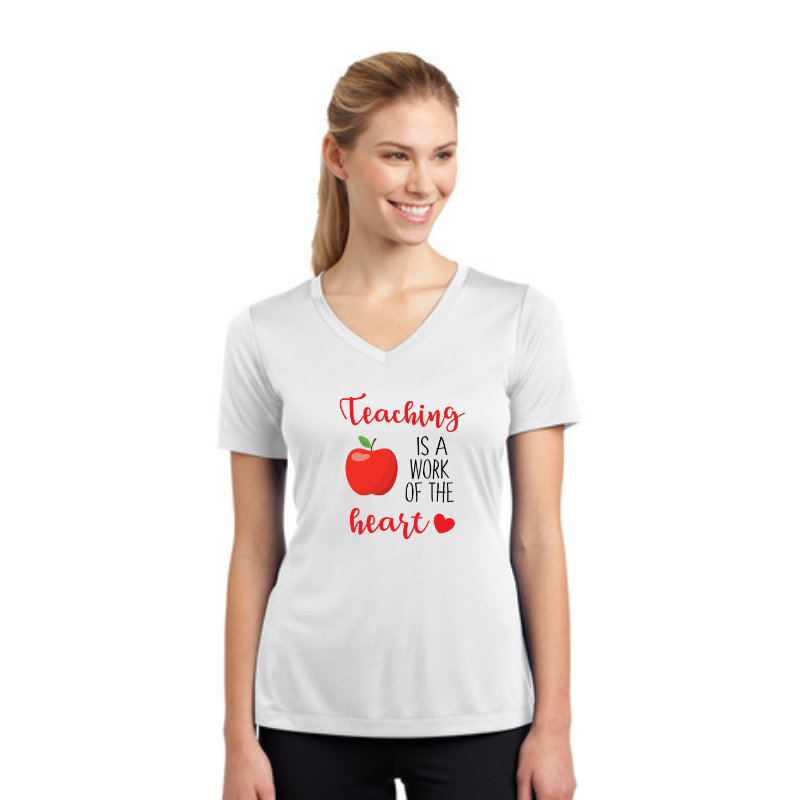Teacher's Appreciation Ladies Competitor V-Neck T-Shirt - Work of the Heart
