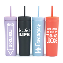 Load image into Gallery viewer, Personalised 16oz Pastel Acrylic Skinny Tumblers
