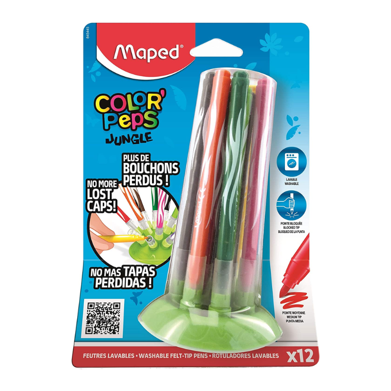 Maped Color Peps Jungle Fine Tip Washable Markers with Innovation Stand