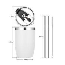 Load image into Gallery viewer, Personalised 12oz Vegond Stainless Steel Insulated Tumbler with Straw &amp; Cleaner - Black
