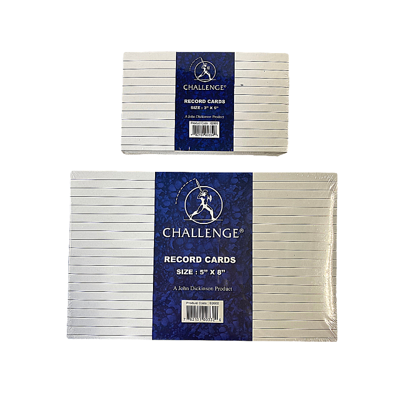 Challenge White Ruled Index Cards (100/Pack)