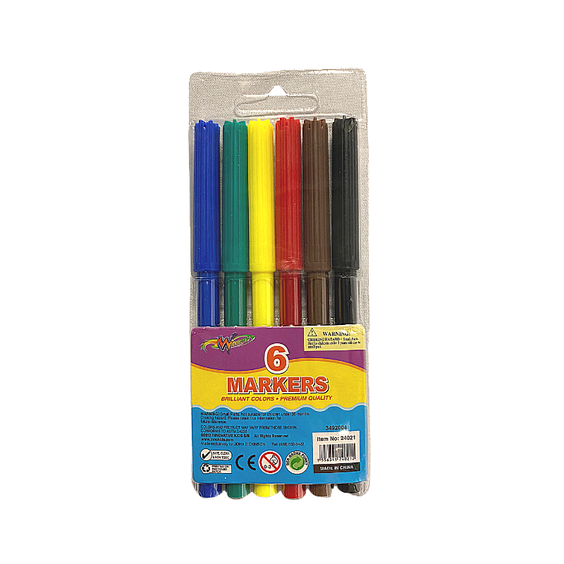 Winners Assorted Coloured Markers (6/Pack)