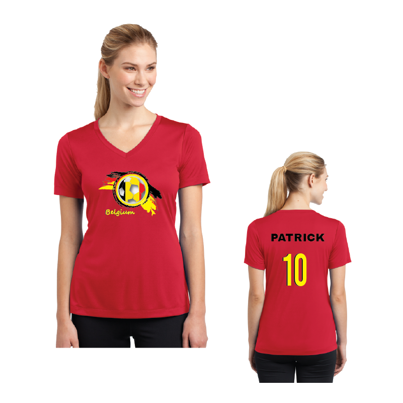 Football Fever Ladies Competitor V-Neck T-Shirt - Belgium