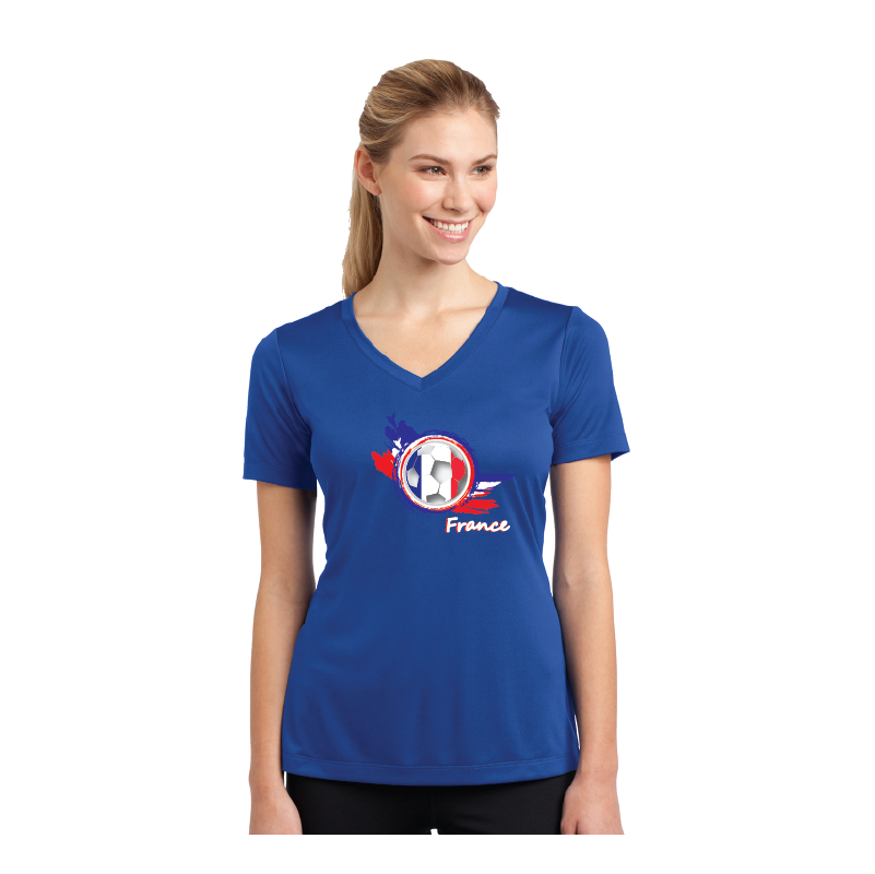 Football Fever Ladies Competitor V-Neck T-Shirt - France