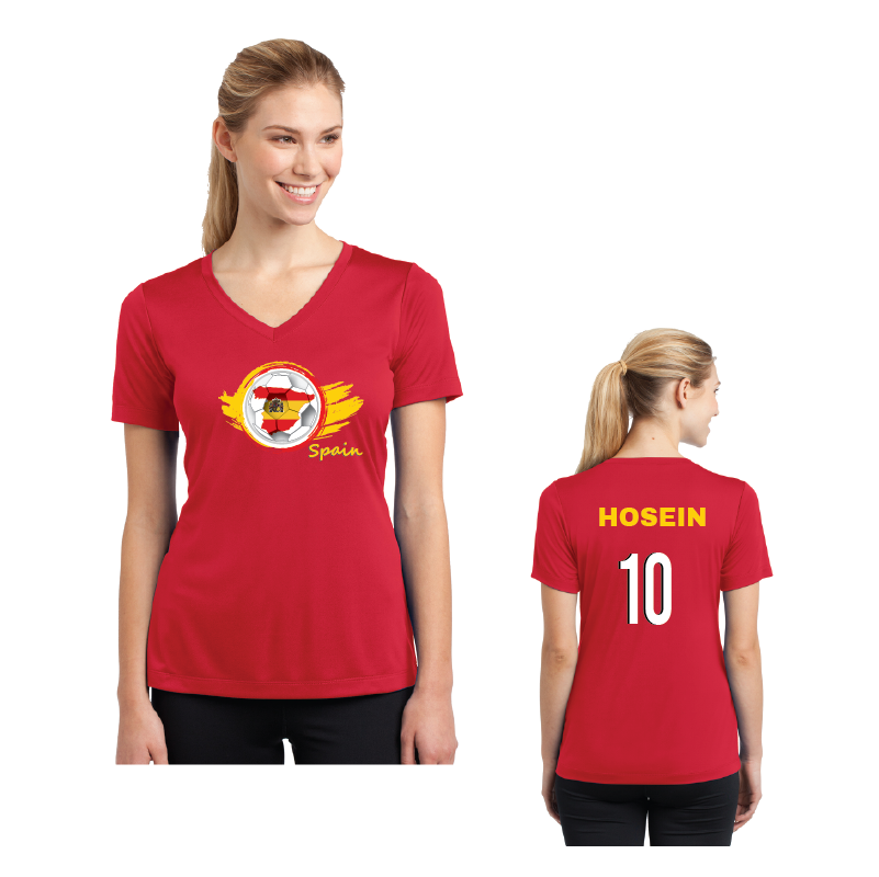 Football Fever Ladies Competitor V-Neck T-Shirt - Spain