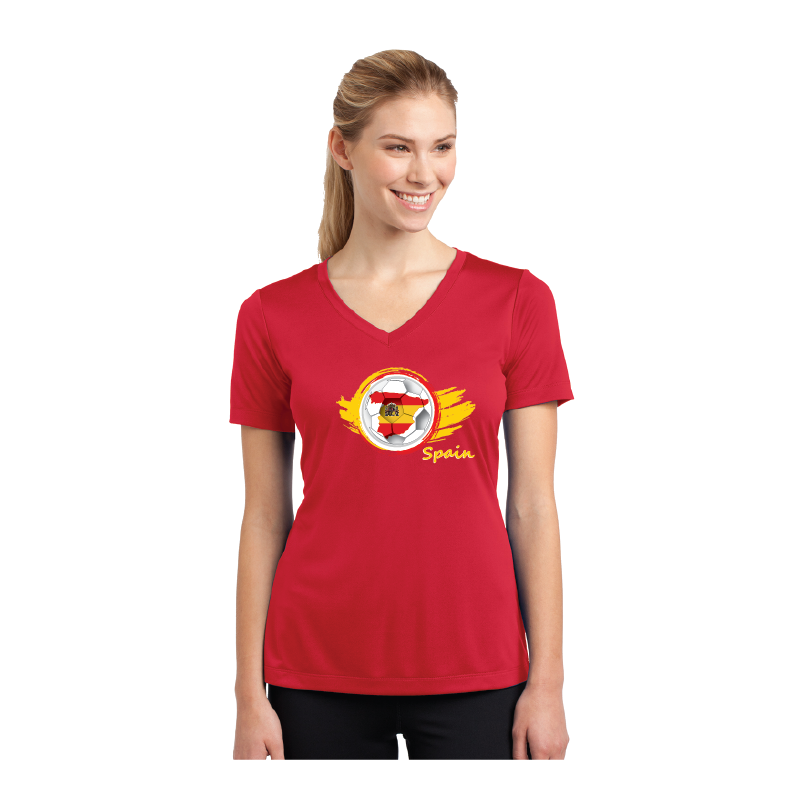 Football Fever Ladies Competitor V-Neck T-Shirt - Spain