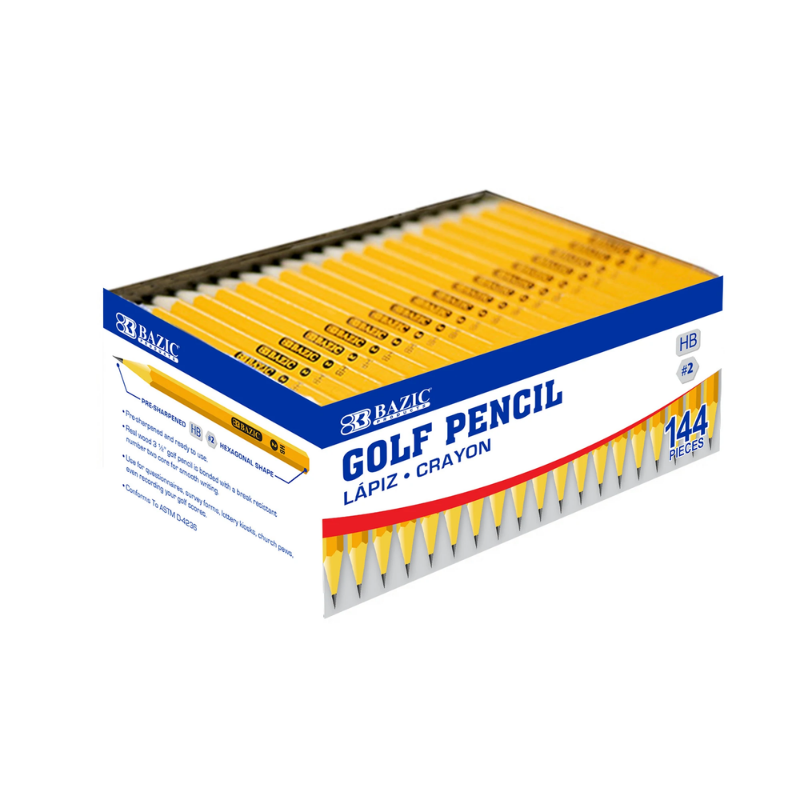BAZIC #2 Pre-Sharpened Yellow Golf Pencil (144/Pack)